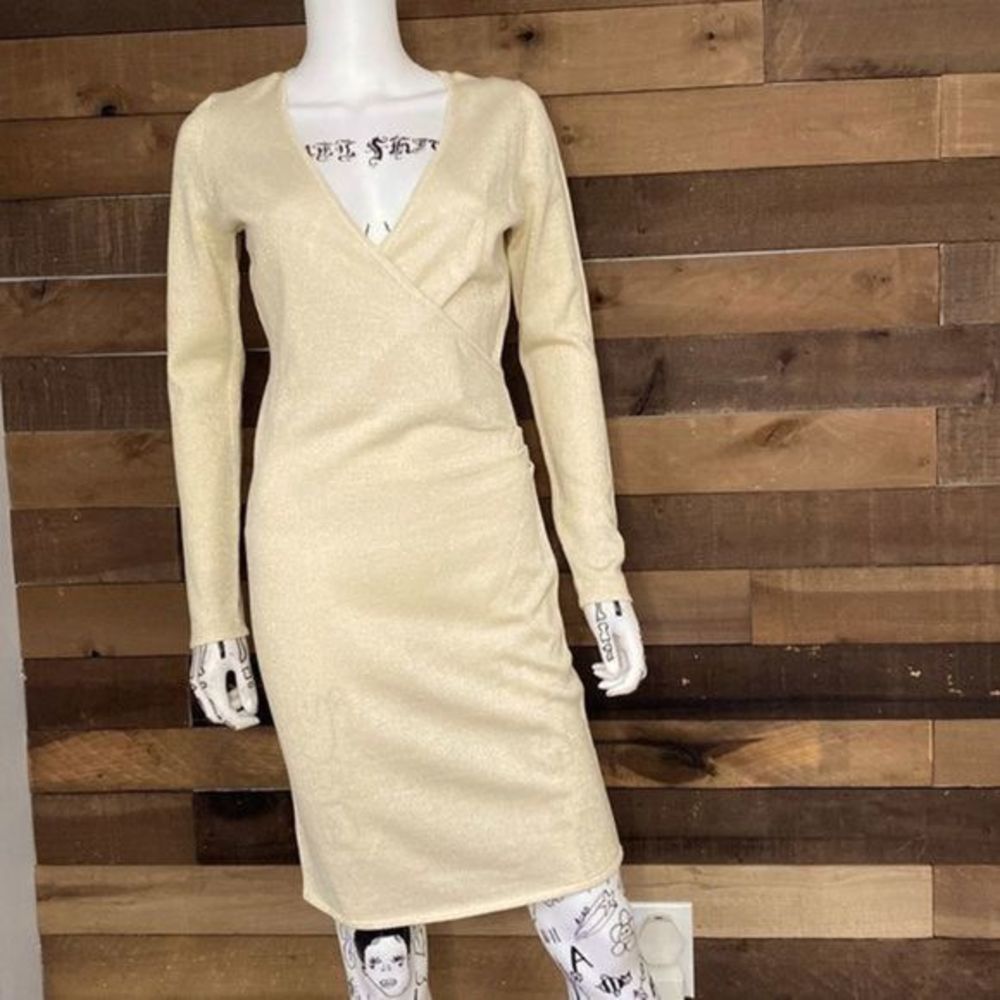 Marc New York Long Sleeve Champagne & Gold Dress.